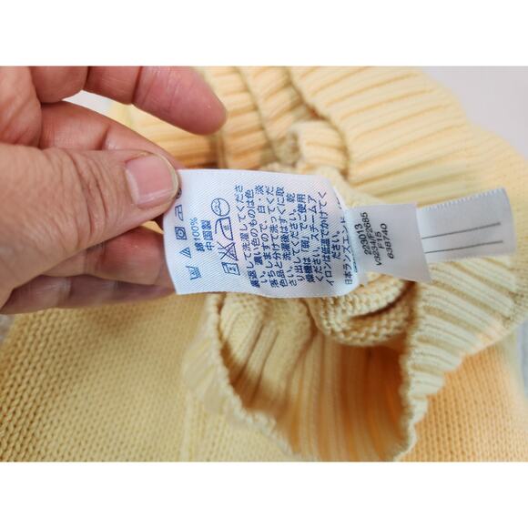 NWT Lands' End 100% Cotton Sweater XL Yellow Knit Pullover Crew Neck Classic Fit - Picture 4 of 6